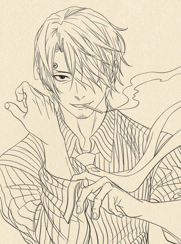 How to Sketch Sanji from One Piece Step 6