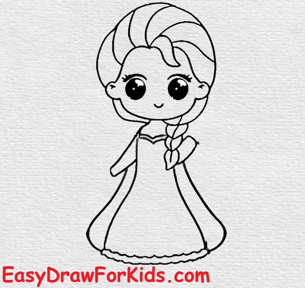 How to draw Elsa full body step 10