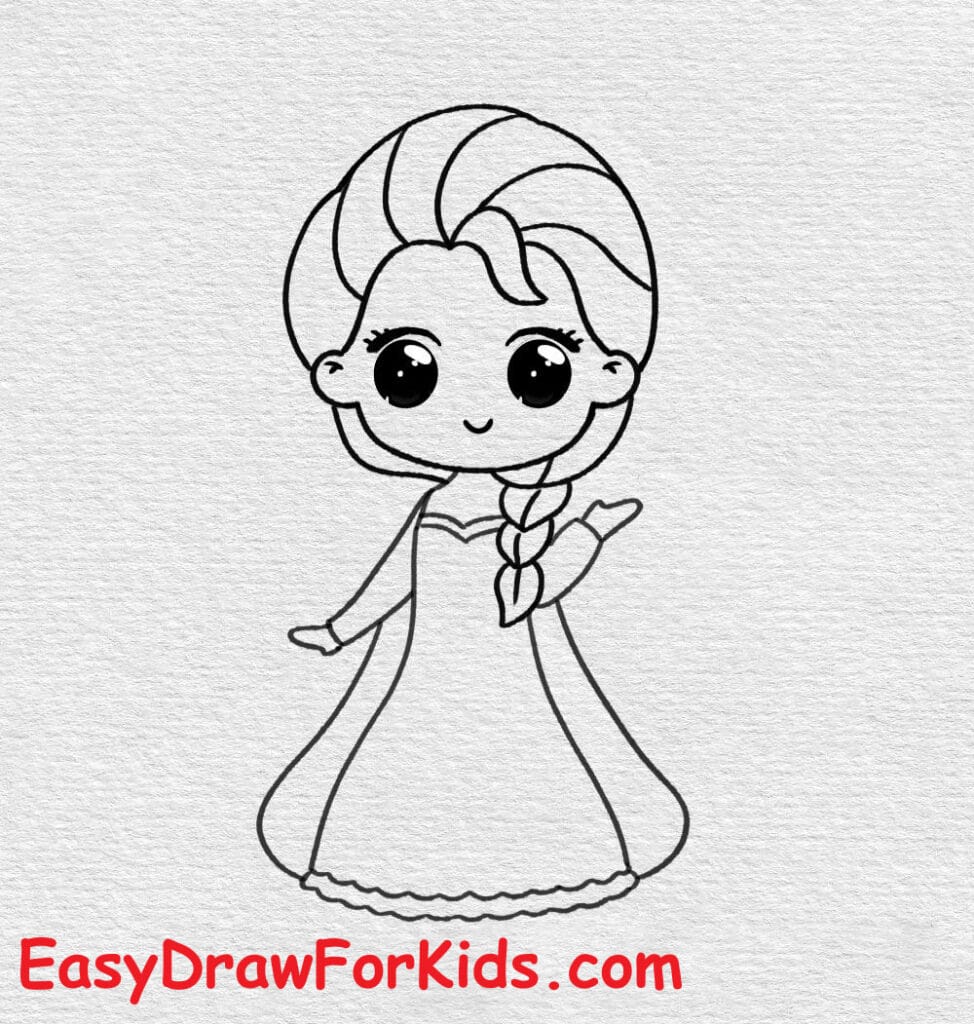 How to draw Elsa full body step 11
