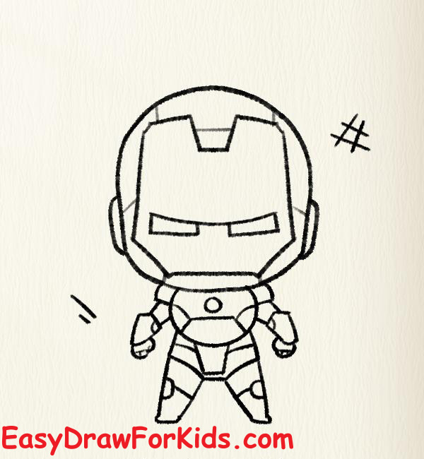 How to draw Iron Man full body step 4