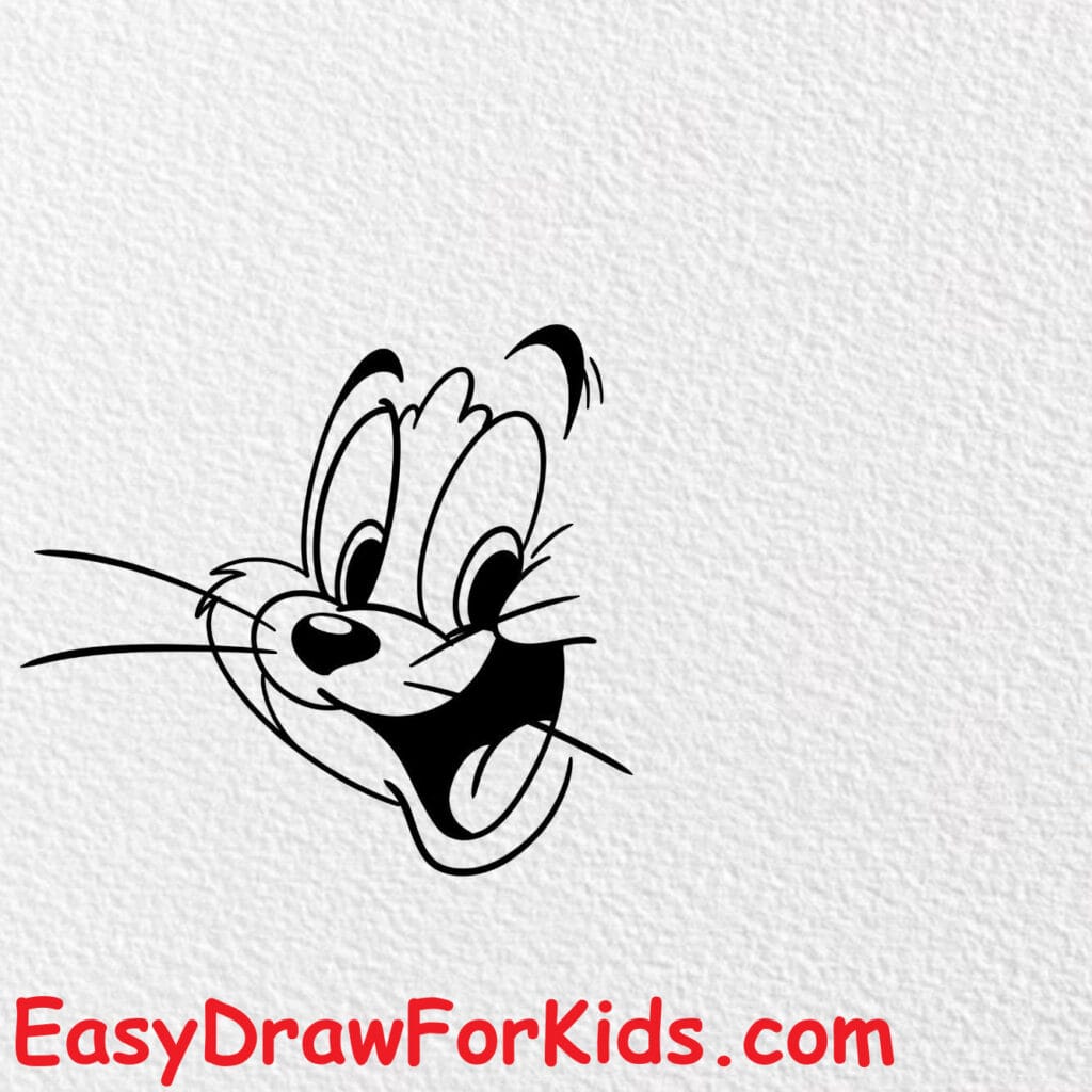 How to draw Tom and Jerry Face step 3