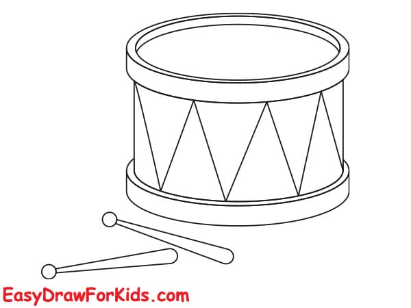 How to draw a Drum Set Easy step 4