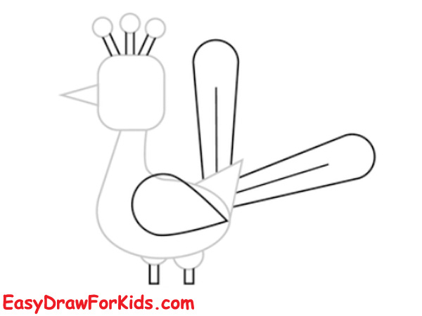 How to draw a peacock for kids step 3