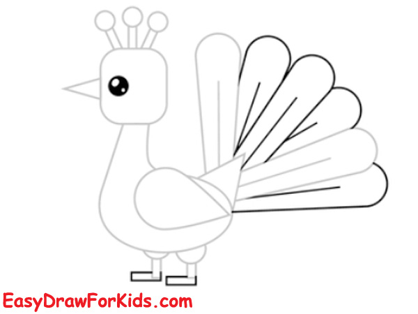 How to draw a peacock for kids step 4