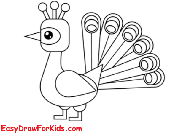 How to draw a peacock for kids step 6