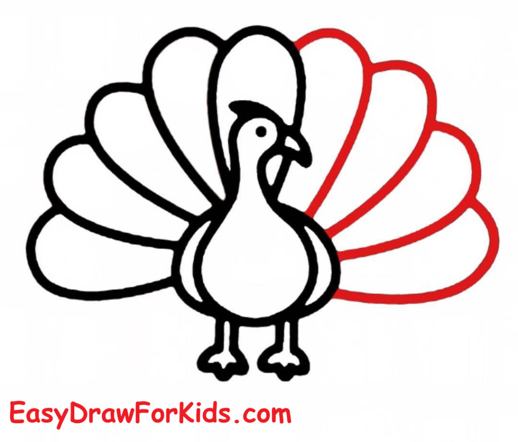 How to draw a peacock full body step 7