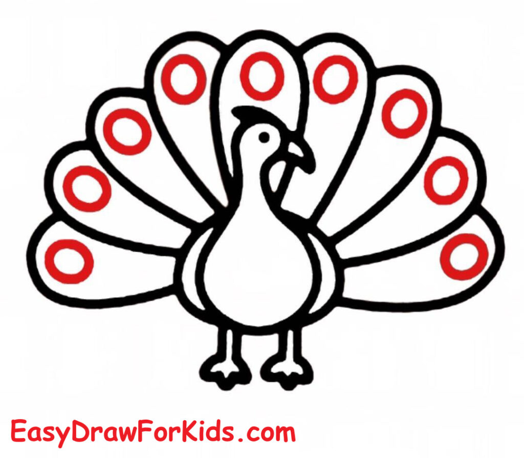 How to draw a peacock full body step 8