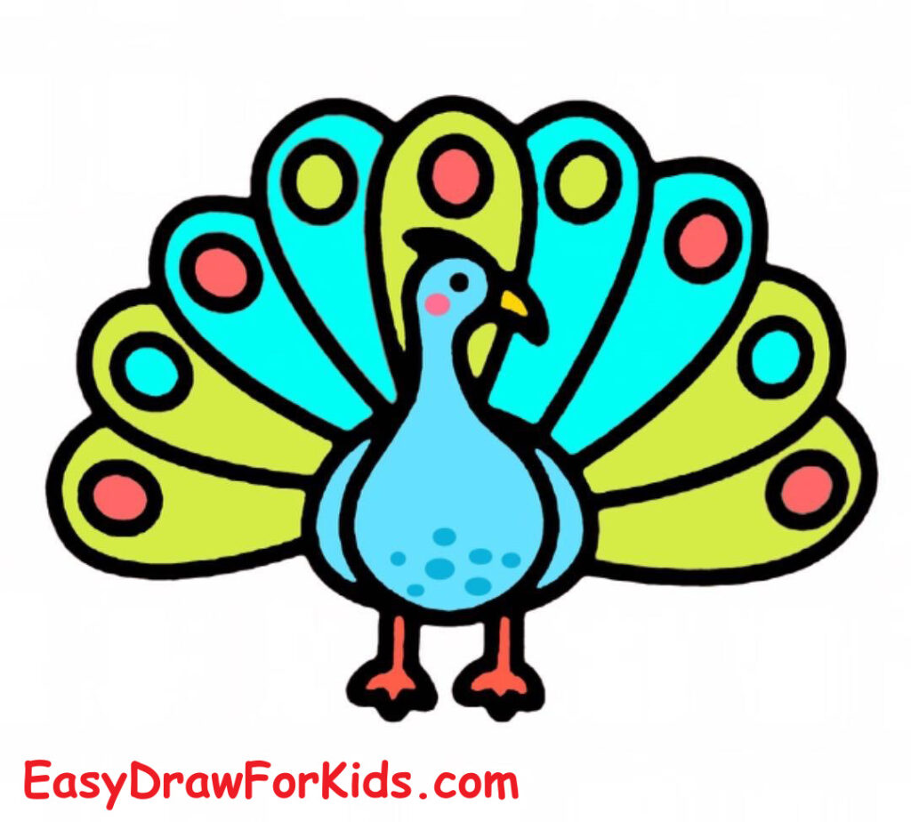 How to draw a peacock full body step 9