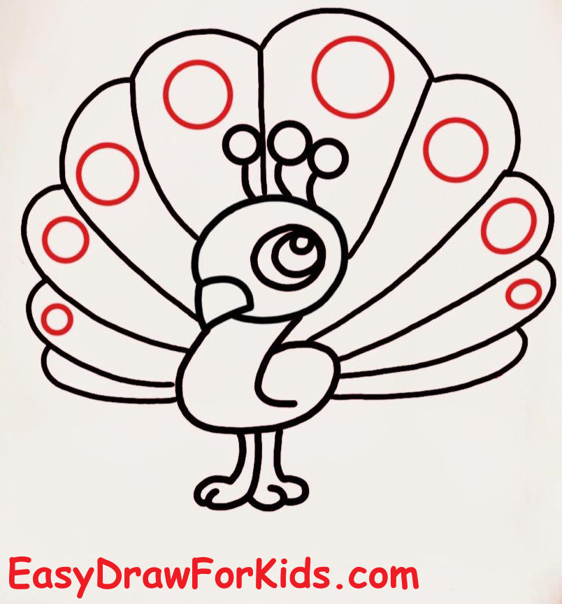 How to draw a peacock step by step step 7
