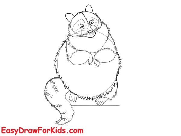 How to draw a raccoon realistic easy step 5