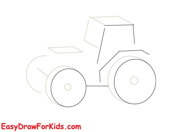 How to draw a tractor 3d step 2