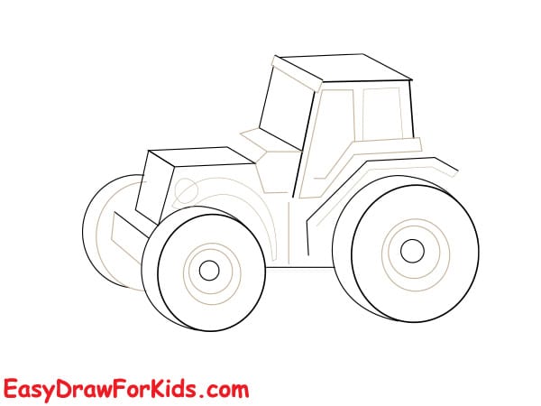 How to draw a tractor 3d step 3
