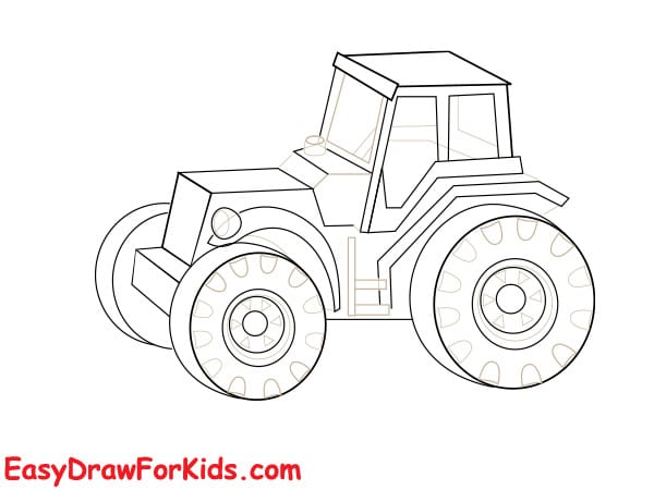 How to draw a tractor 3d step 4