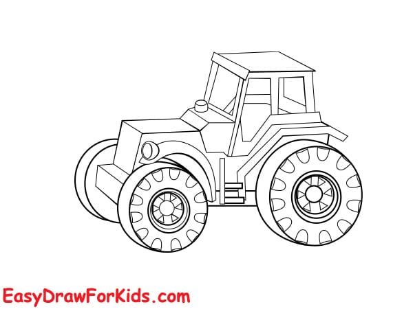 How to draw a tractor 3d step 5