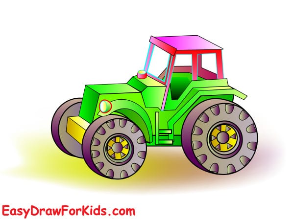 How to draw a tractor 3d step 6