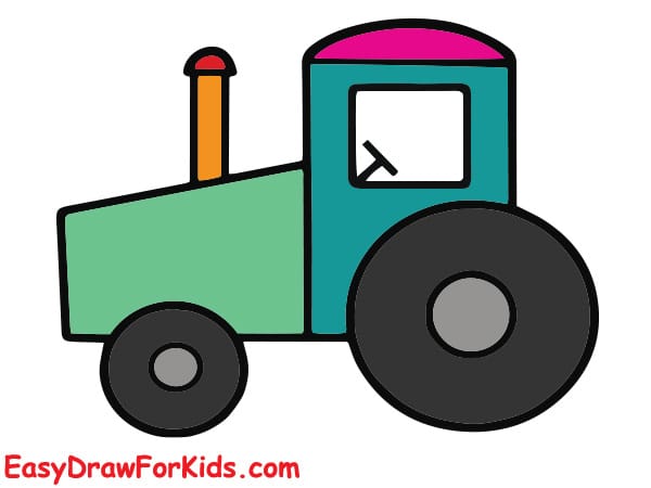 How to draw a tractor for kids step 8