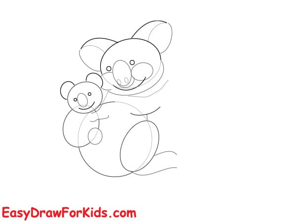 How to draw mom and baby koala step 3