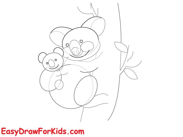 How to draw mom and baby koala step 4
