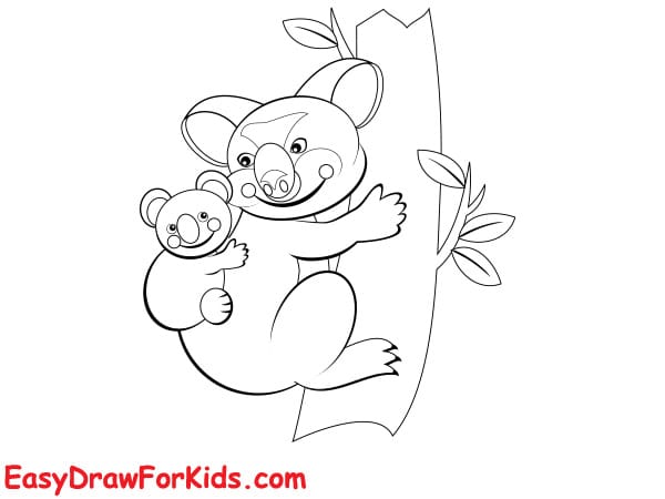 How to draw mom and baby koala step 5