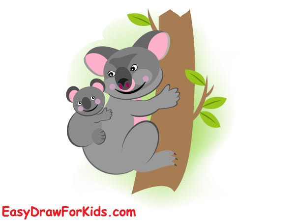 How to draw mom and baby koala step 6