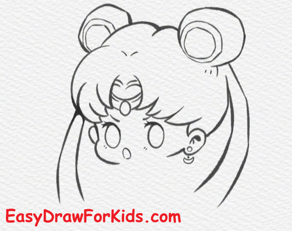 How to draw sailor moon easy for kids step 4