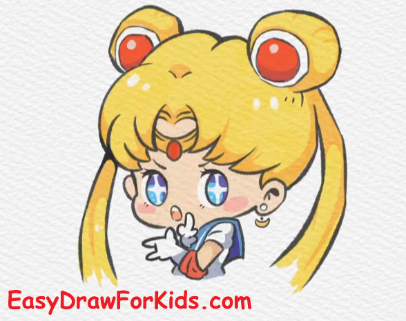 How to draw sailor moon easy for kids step 7