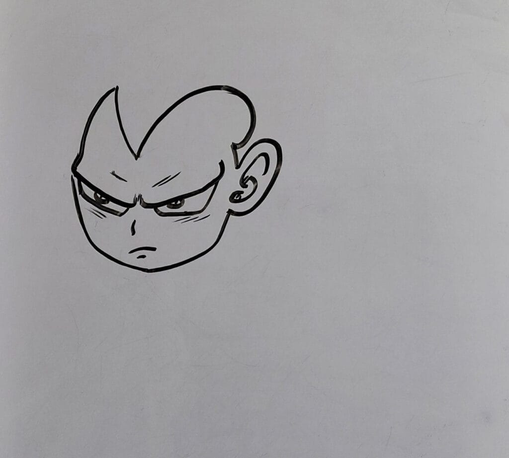 How to draw vegeta fly step 2