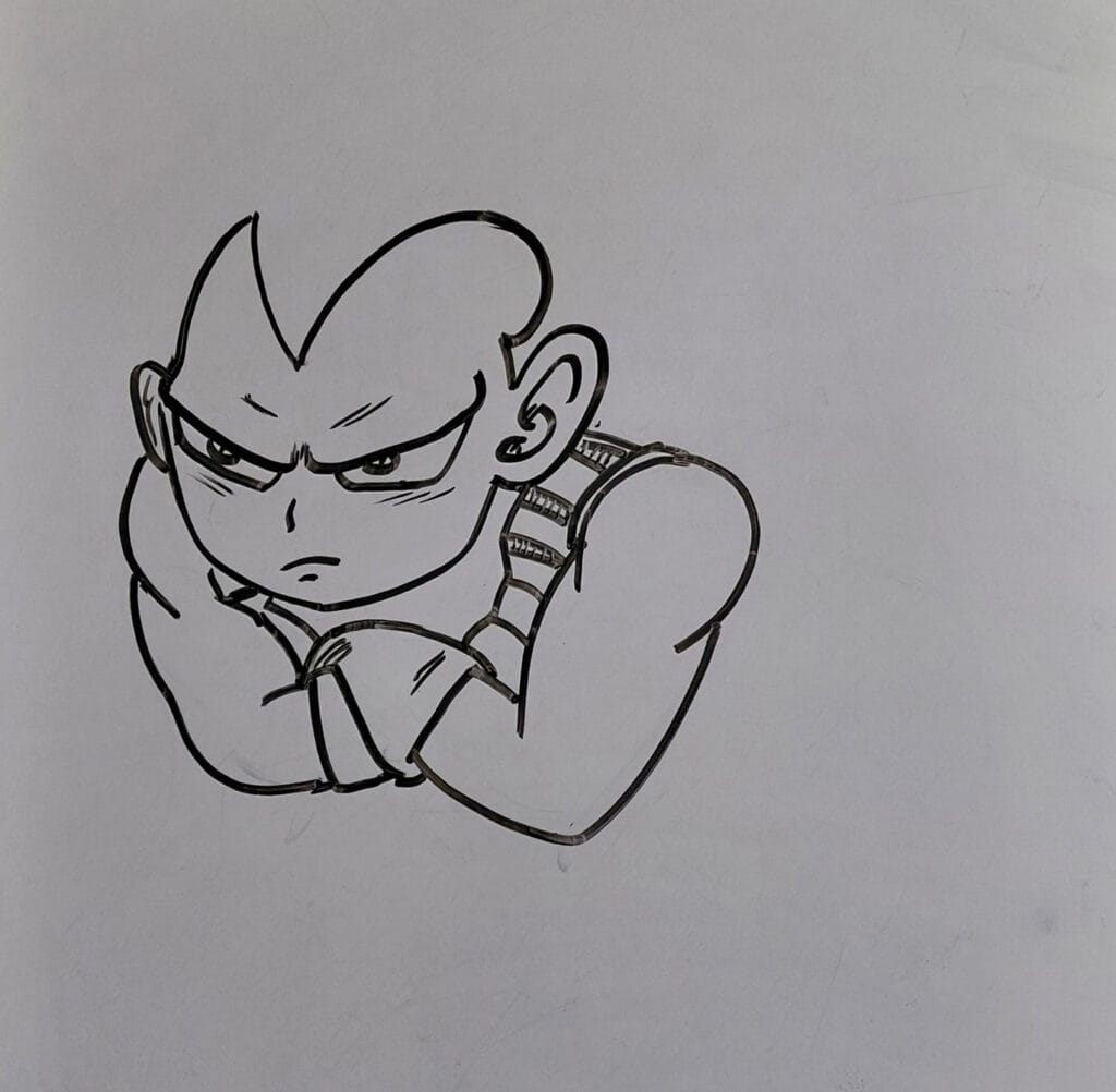 How to draw vegeta fly step 3