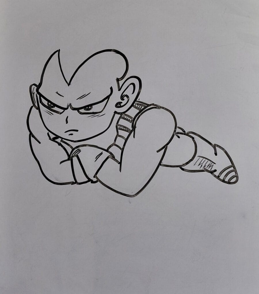 How to draw vegeta fly step 4