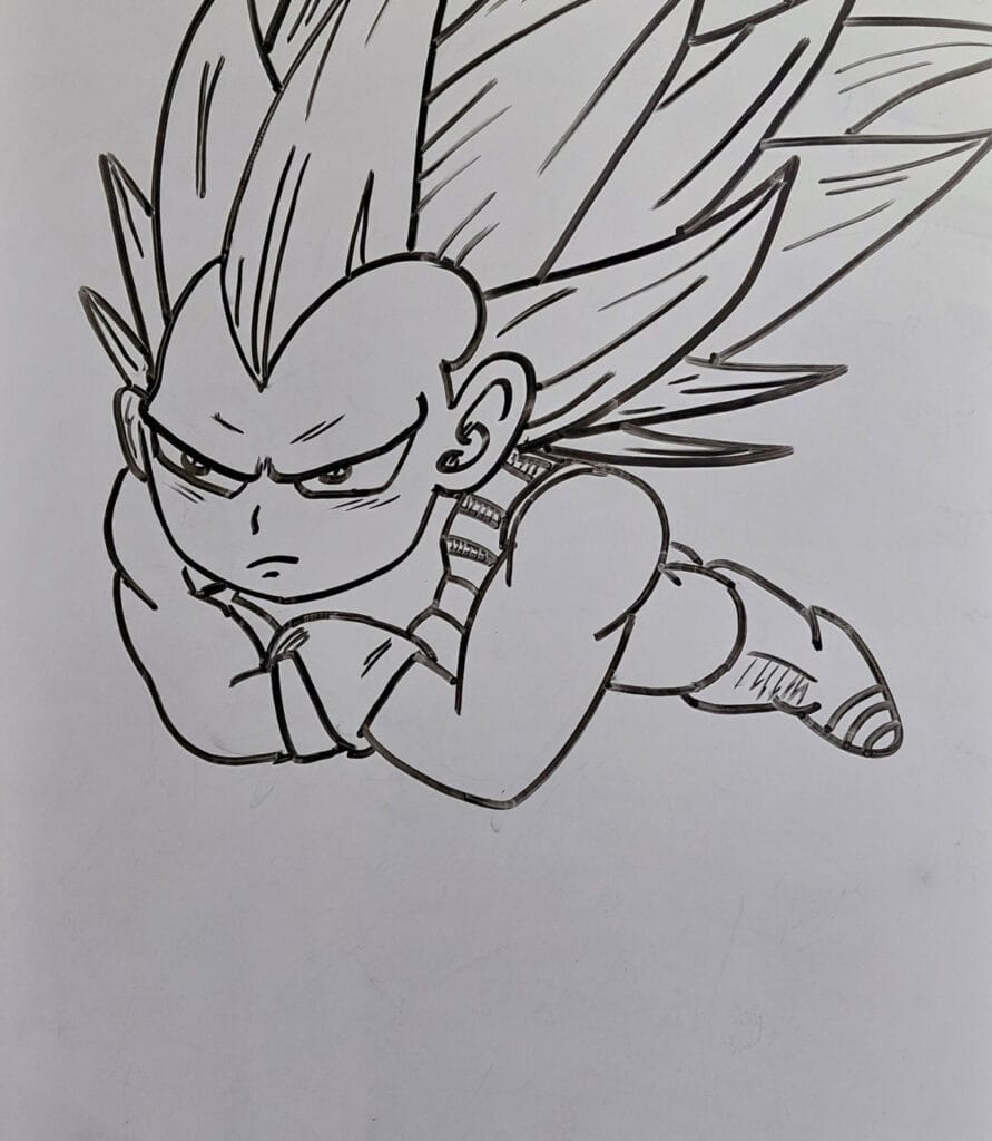 How to draw vegeta fly step 5