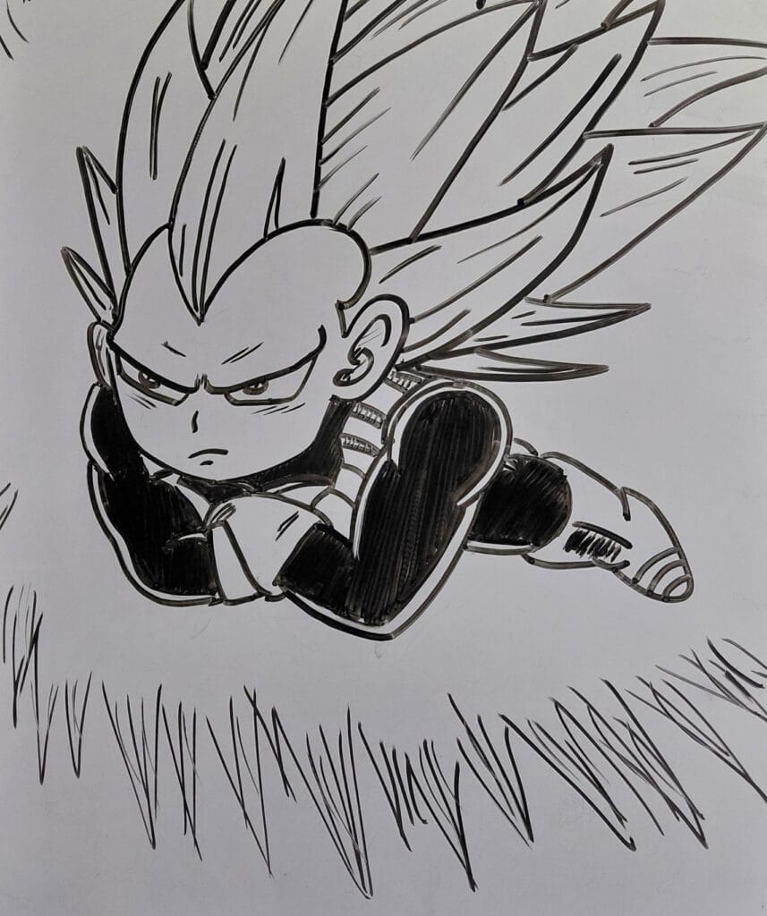 How to draw vegeta fly step 6