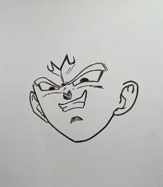 Majin vegeta drawing step 3