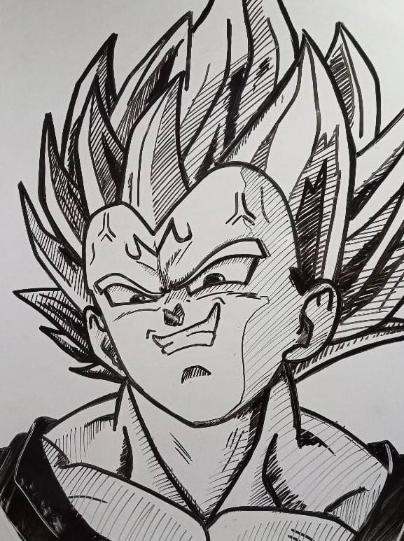 Majin vegeta drawing step 6