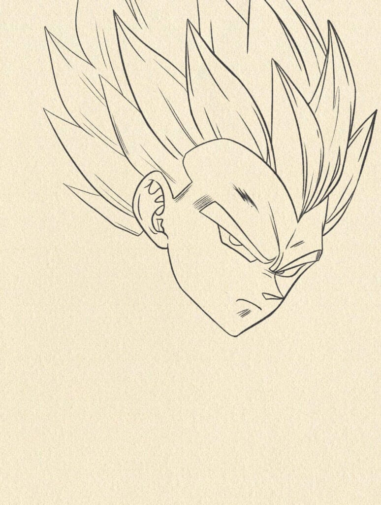 Vegeta Super Saiyan drawing step 2