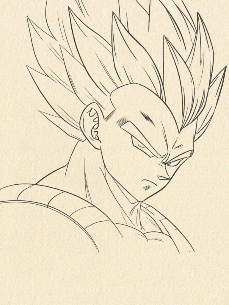 Vegeta Super Saiyan drawing step 3