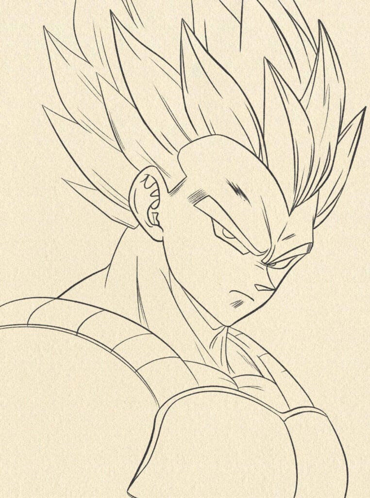 Vegeta Super Saiyan drawing step 4