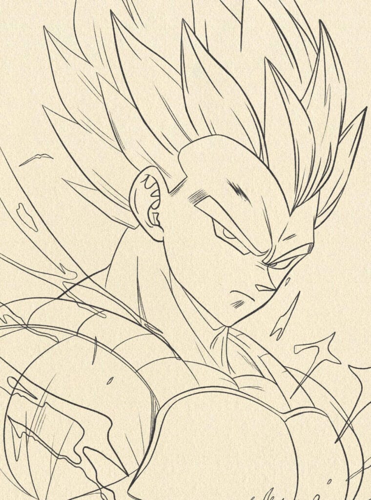 Vegeta Super Saiyan drawing step 5