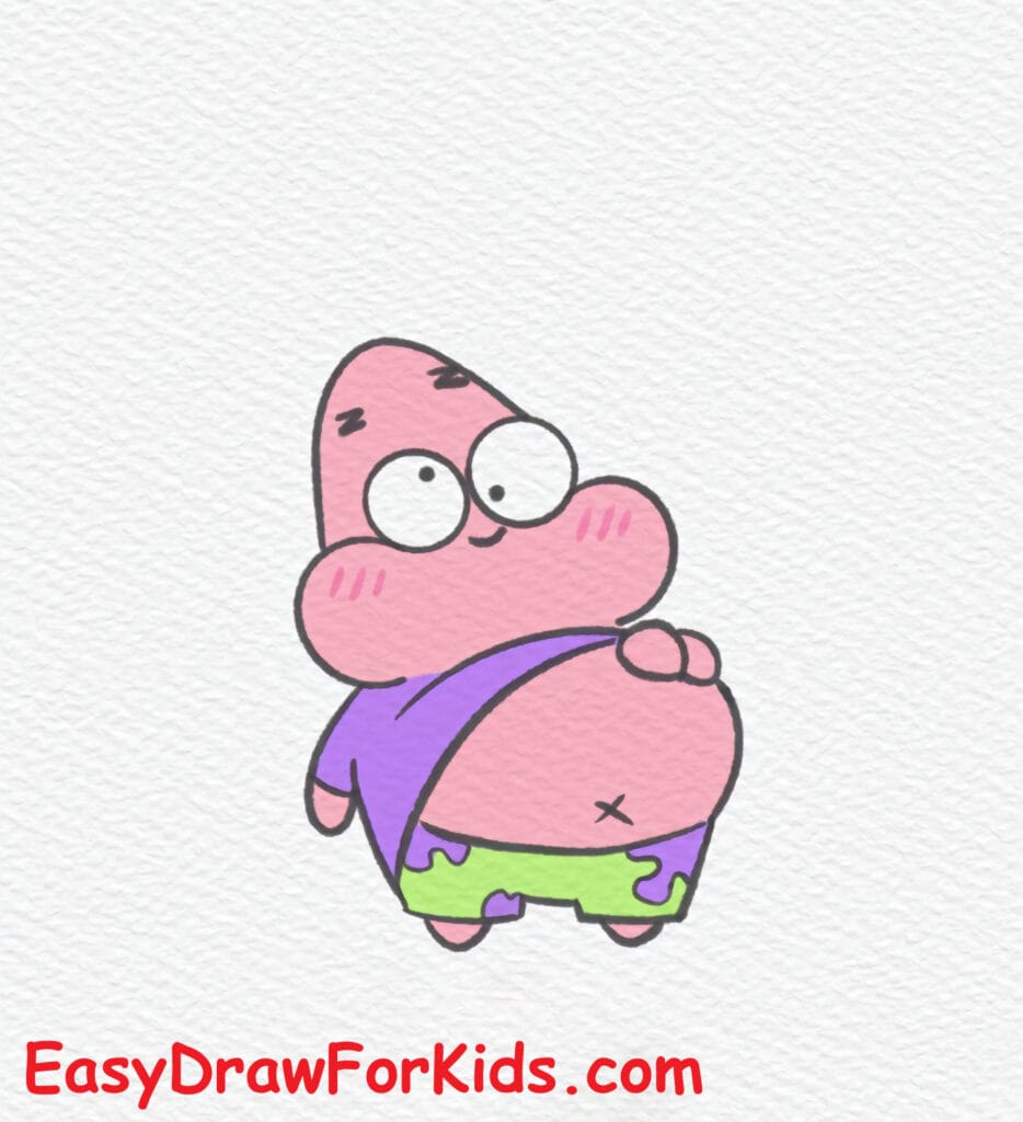 cute patrick star drawing step 9