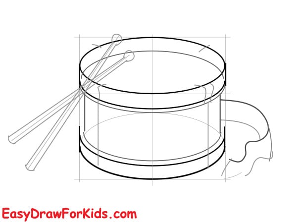how to draw a drum realistic step 3