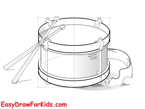 how to draw a drum realistic step 4
