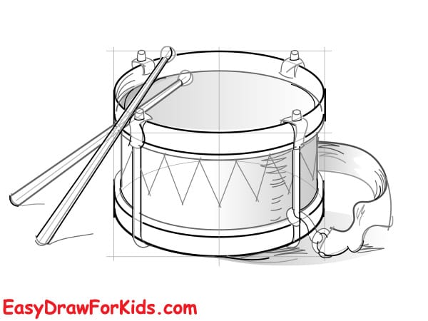 how to draw a drum realistic step 5