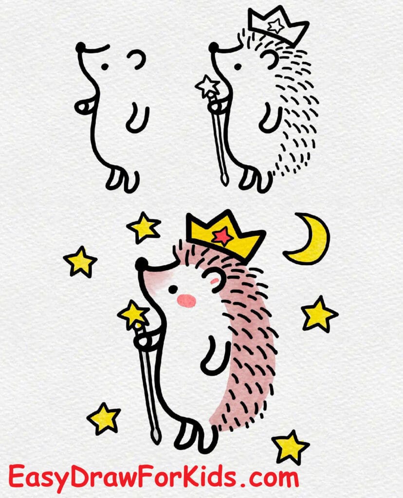 how to draw a hedgehog