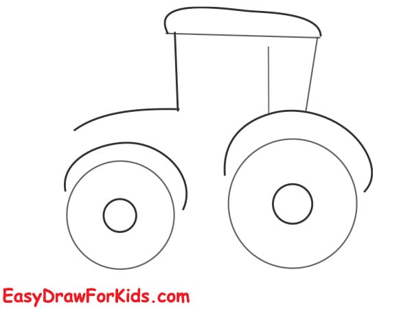 how to draw a tractor realistic step 2