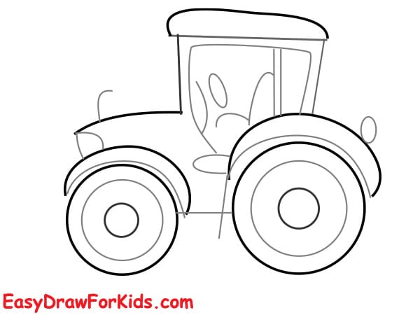 how to draw a tractor realistic step 3