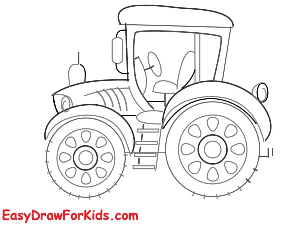 how to draw a tractor realistic step 4