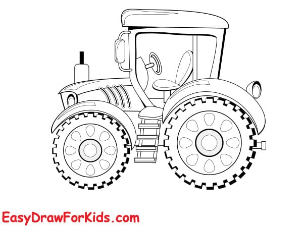 how to draw a tractor realistic step 5