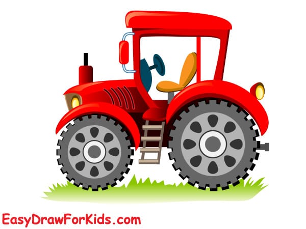 how to draw a tractor realistic step 6