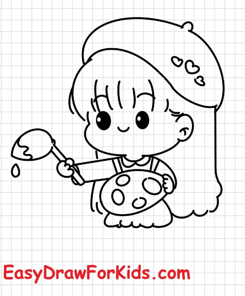 how to draw an artist girl step 6