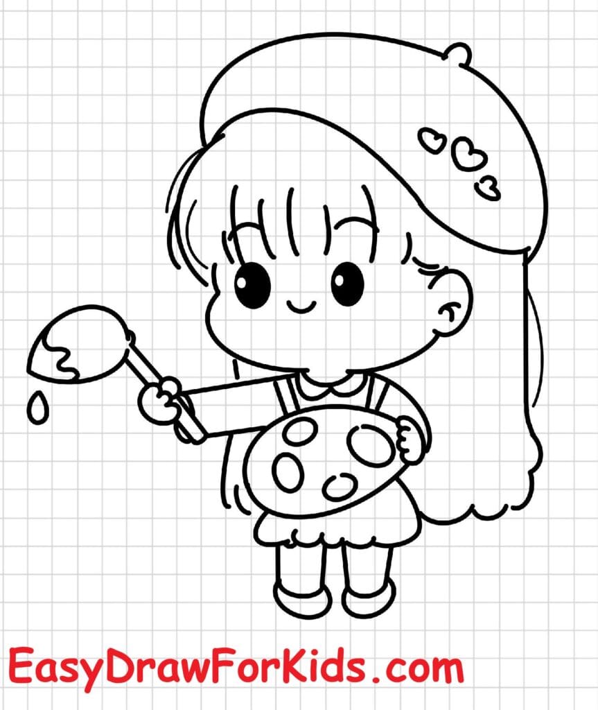 how to draw an artist girl step 7