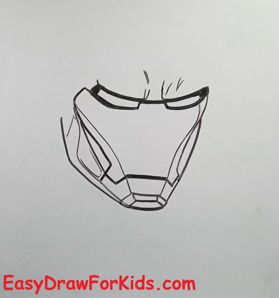 how to draw iron man face step 2